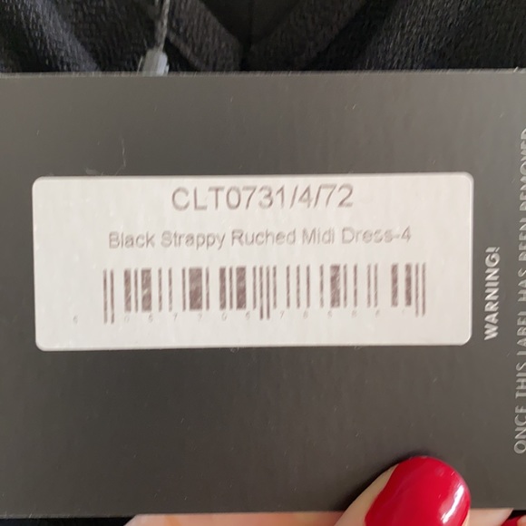 🩷🩵Pretty Little Thing - Black Strappy Ruched Midi Dress - Picture 3 of 9